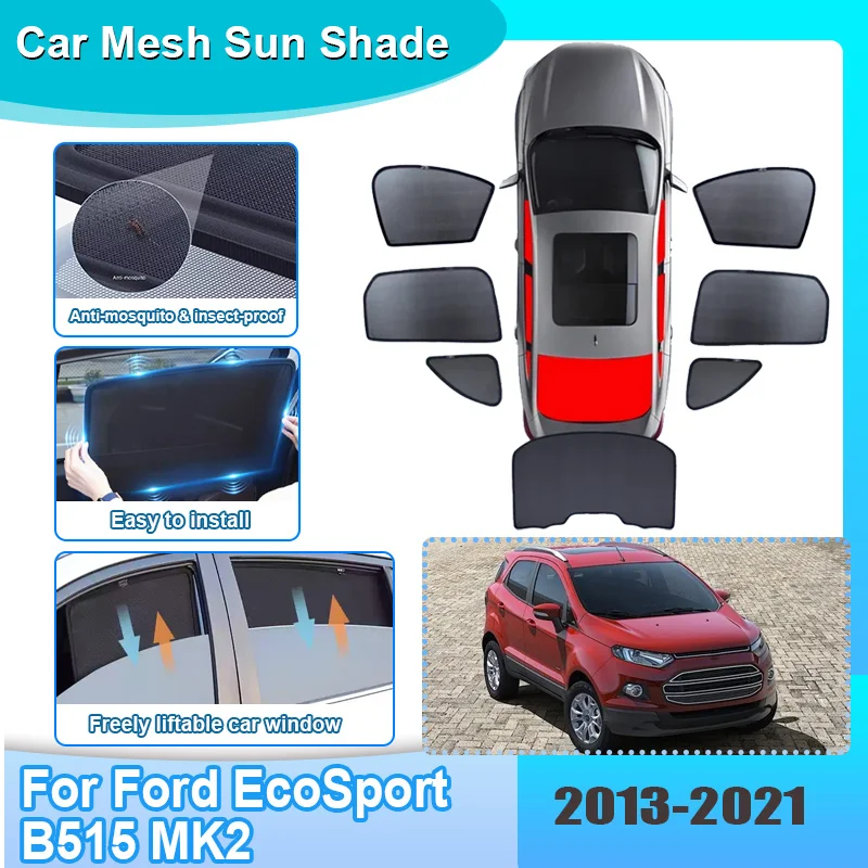 Pare-soleil pour fenêtre de voiture, pour Ford EcoSport B515 MK2 2013-2021 2020, visière en maille, isolation thermique Anti-UV, accessoires automobiles