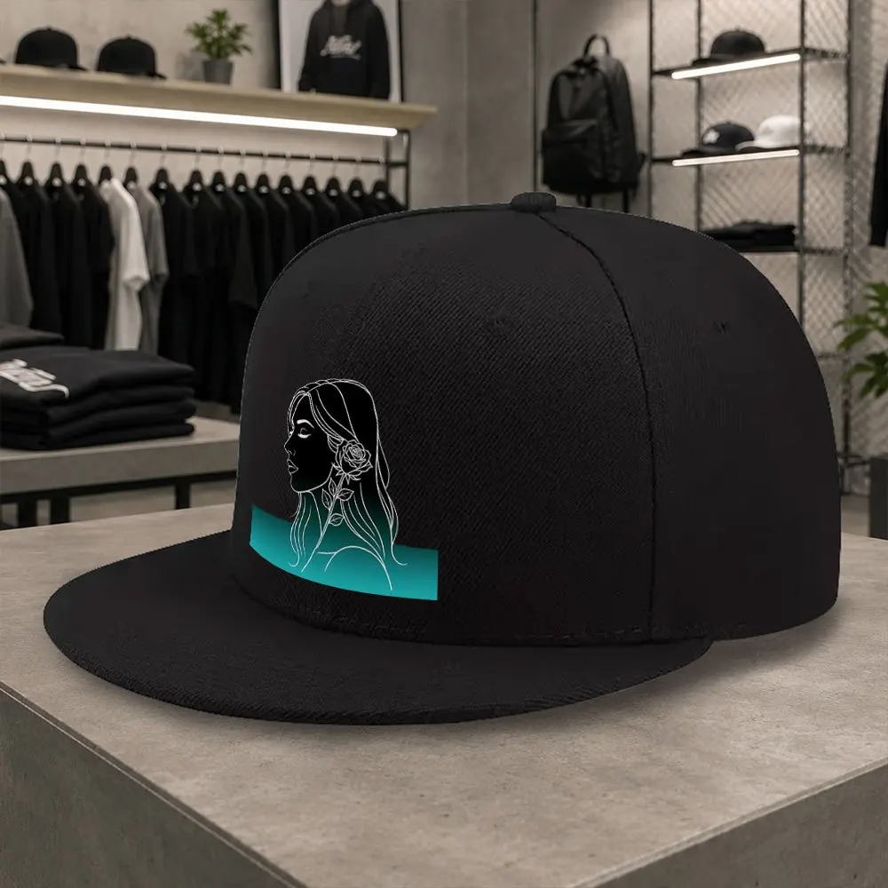 New Style Women'S Side Profile Rose Unisex Versatile Flat Brim Baseball Cap Hip-Hop Hat Dad Hat Suitable for Short Trips, Home D