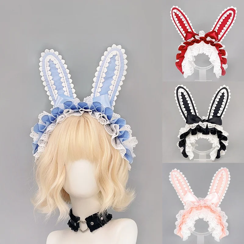 

Lolita Bow Rabbit Ear Headband Comic Exhibition Maid Rabbit Ear Hair Accessory Cosplay Animal Ear Headwear Cute Gifts for Girls