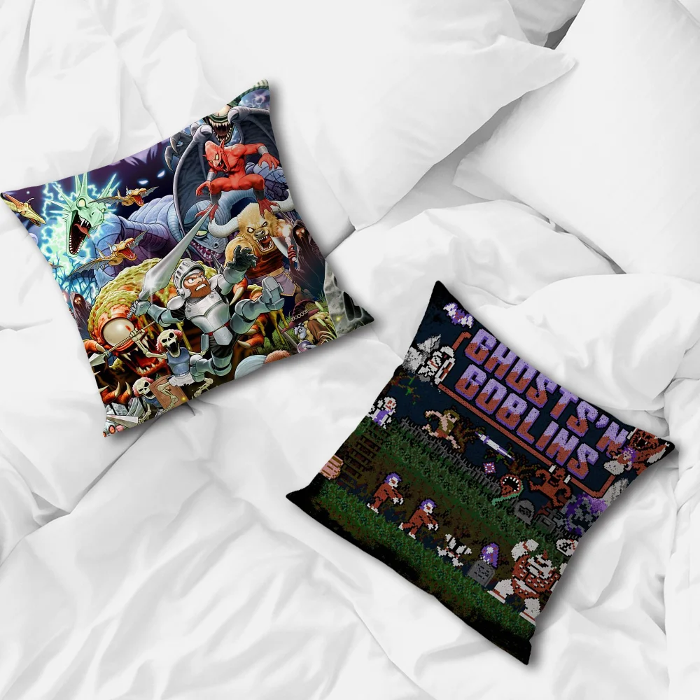 Goblins N'Ghosts Game كيس وسادة للأريكة بجانب السرير وطاولة غرفة النوم ومسند الظهر وسادة مكتب المعيشة المطبوعة مربعة متعددة #3