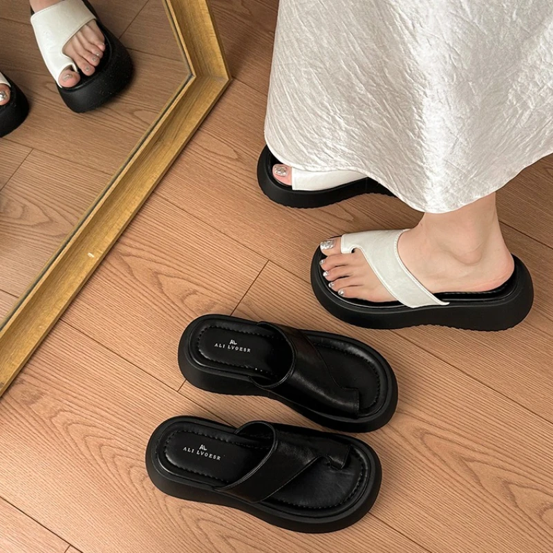 

Platform Thick Bottom Women Slippers Fashion Clip Toe Height Increase Shoes Concise Party Dress Female Daily Wear Slides