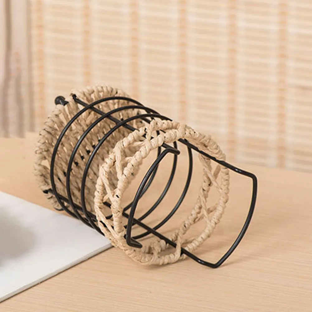 Woven Pen Holder Desktop Organizer Multifunctional Pencil Cup Makeup Brush Storage for Office Desk Decor