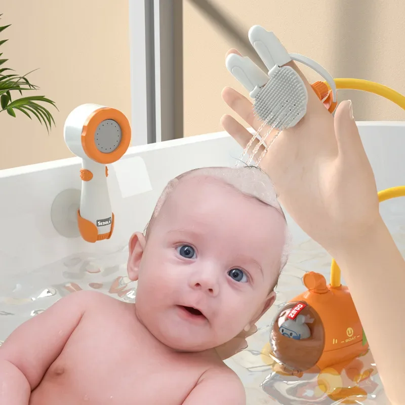 Baby Bath Toy Electric Shower Submarine Carrot Water Pump Adjustable Sprinkler Baby Bathtub Spray Water Toy for Toddler Gift