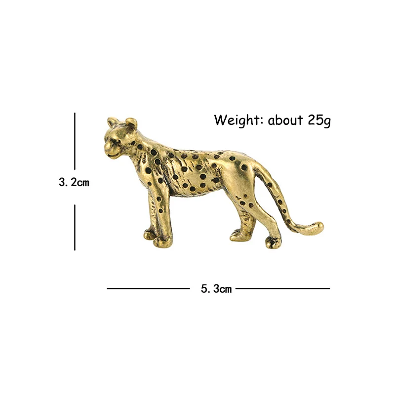 Brass Cheetah Small Statue Desktop Ornaments Solid Metal Animal Leopard Figurines Miniatures Home Decorations Crafts Child Gifts