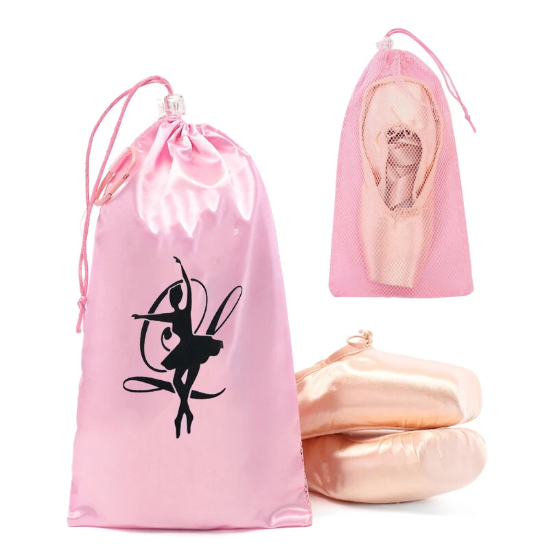 Dance Backpack Pink Dance Bag Breathable Shoes Storage Pouch Girls Ballet Organizer Bags Mesh Drawstring Dance Shoes Pouch