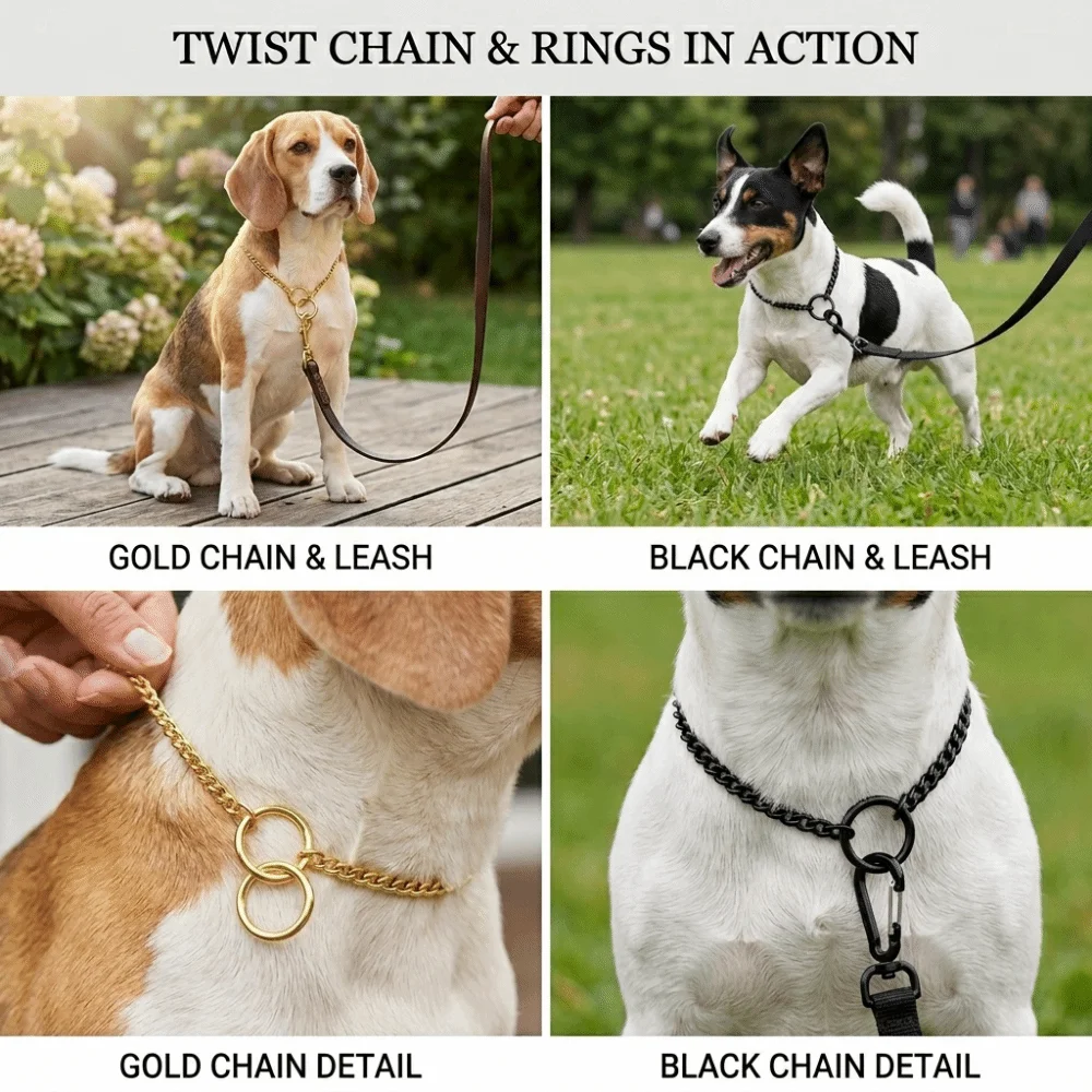 Metal Craft Pet Neck Chain Adjustable Fit Curved Neck Shape Snake Chain Smooth Polished Lightweight Build Dog Neck Ring