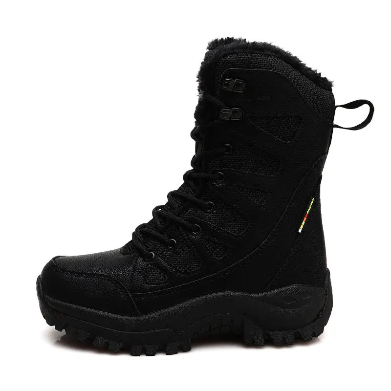 High quality leather snow boots for women new 2023 winter size 39 40 hiking outdoor mountain plush warm walking shoe black beige