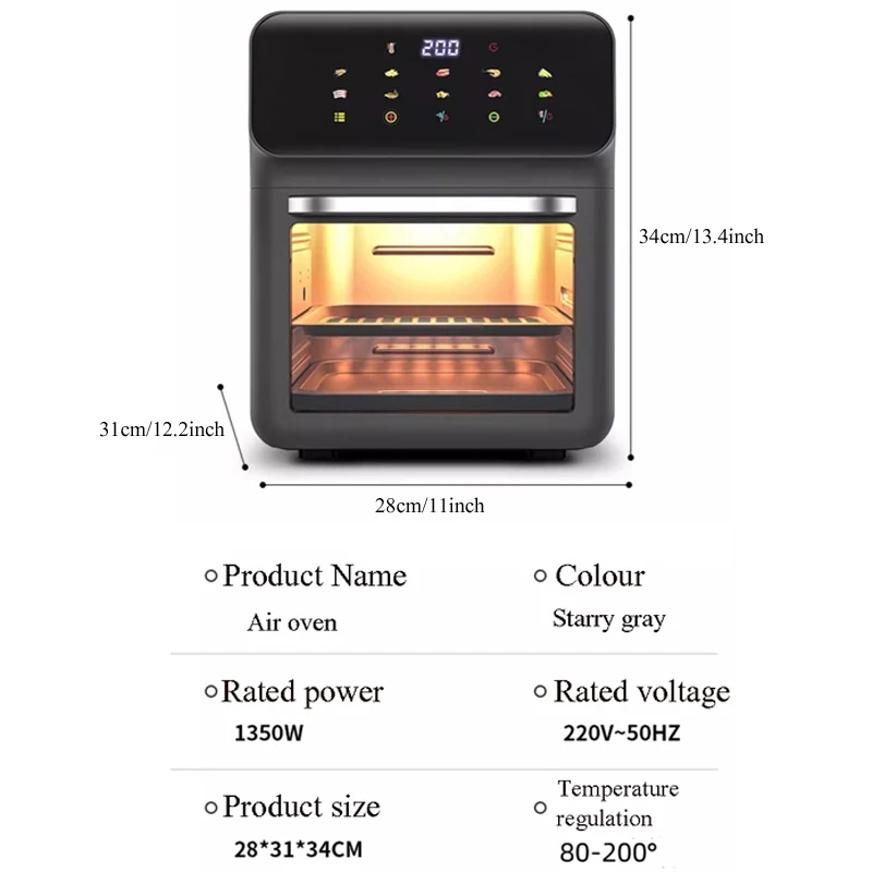 New Visual Air Fryer Oven Household 15L/20L Large Capacity Kitchen Appliance Freidora Sin Aceite 15 Litros