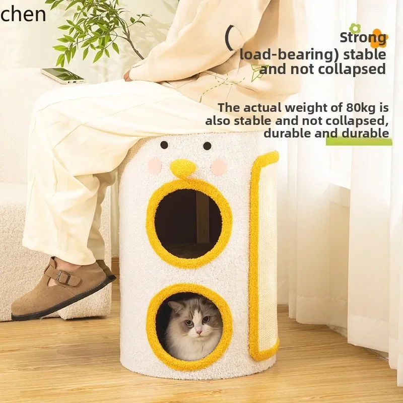 cat climbing frame integrated sisal barrel universal in all seasons, multi-layer winter warm tree hole household