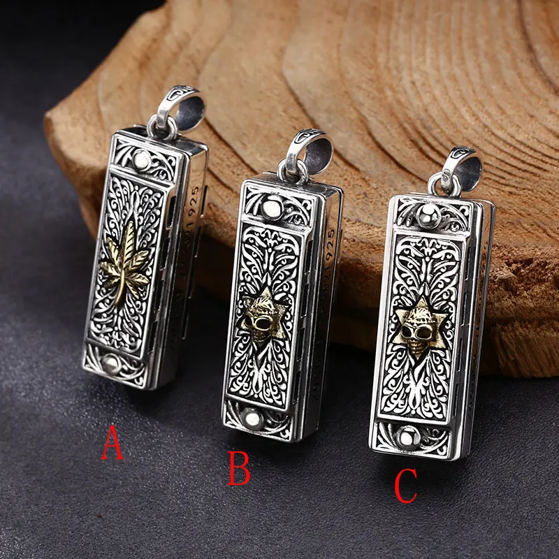 Wholesale 925 sterling silver pendant with personalized and versatile harmonica pendant that can play Thai silver retro vintage