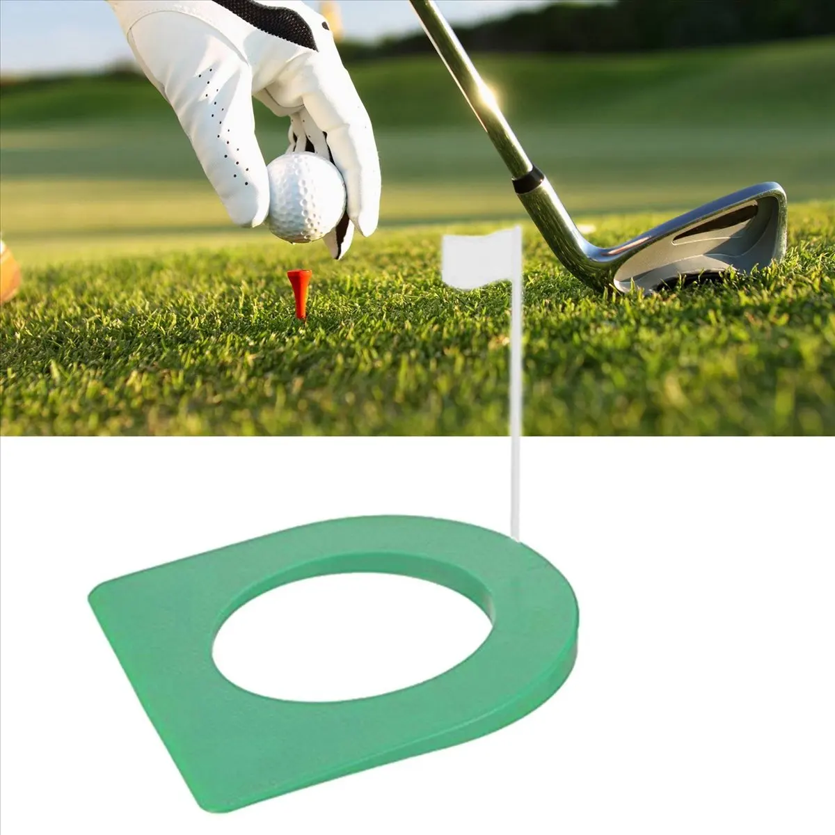 【STOCK】2 Pcs Golf Putting Cup and Flag Golf Putting Hole Practice Aids with Flag for Golf Putting Training Mat