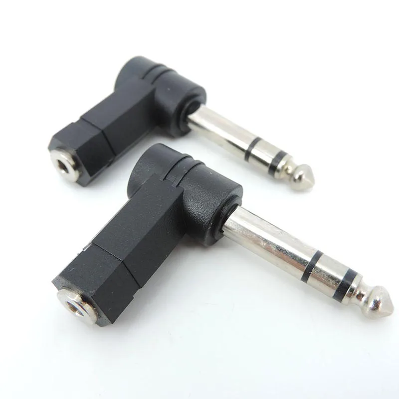L Type 3.5mm Female Jack to 6.35mm 6.5 Male Jack Right Angled Cable Converter Connector Plug Headphone Sound Adapter U26