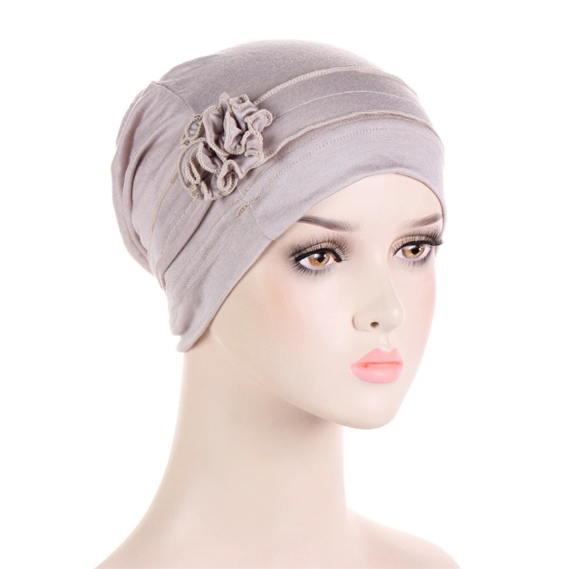 

Women Elastic Flower Headscarf Turban Muslim Headwear Chemo Cap Hair Loss Beanies Hat Skullies Caps Bandanas Headwear