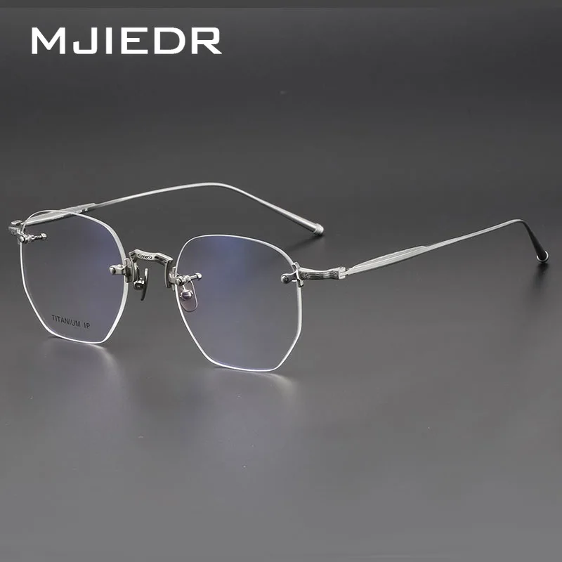 

Top Quality Designer Handmade Rimless Titanium Prescription Glasses Frames Men Women Retro Polygon Computer Eyewear Eyeglasses