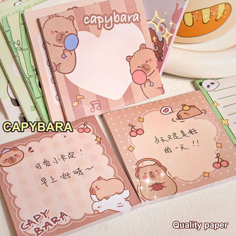 Square Cartoon Sticky Notes Set, Student Memo Pads, Tearable e Sticky Notebook, 4x50Pcs