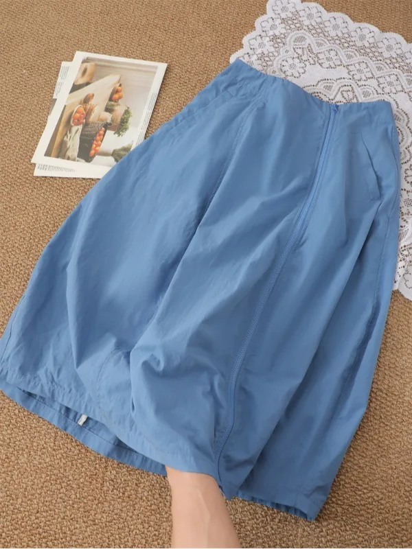 Chic Korean Style Midi Bloomer Skirt for Women Summer 2026  Elegant Beautiful Half-length Skirt Commute Style Non-deform...