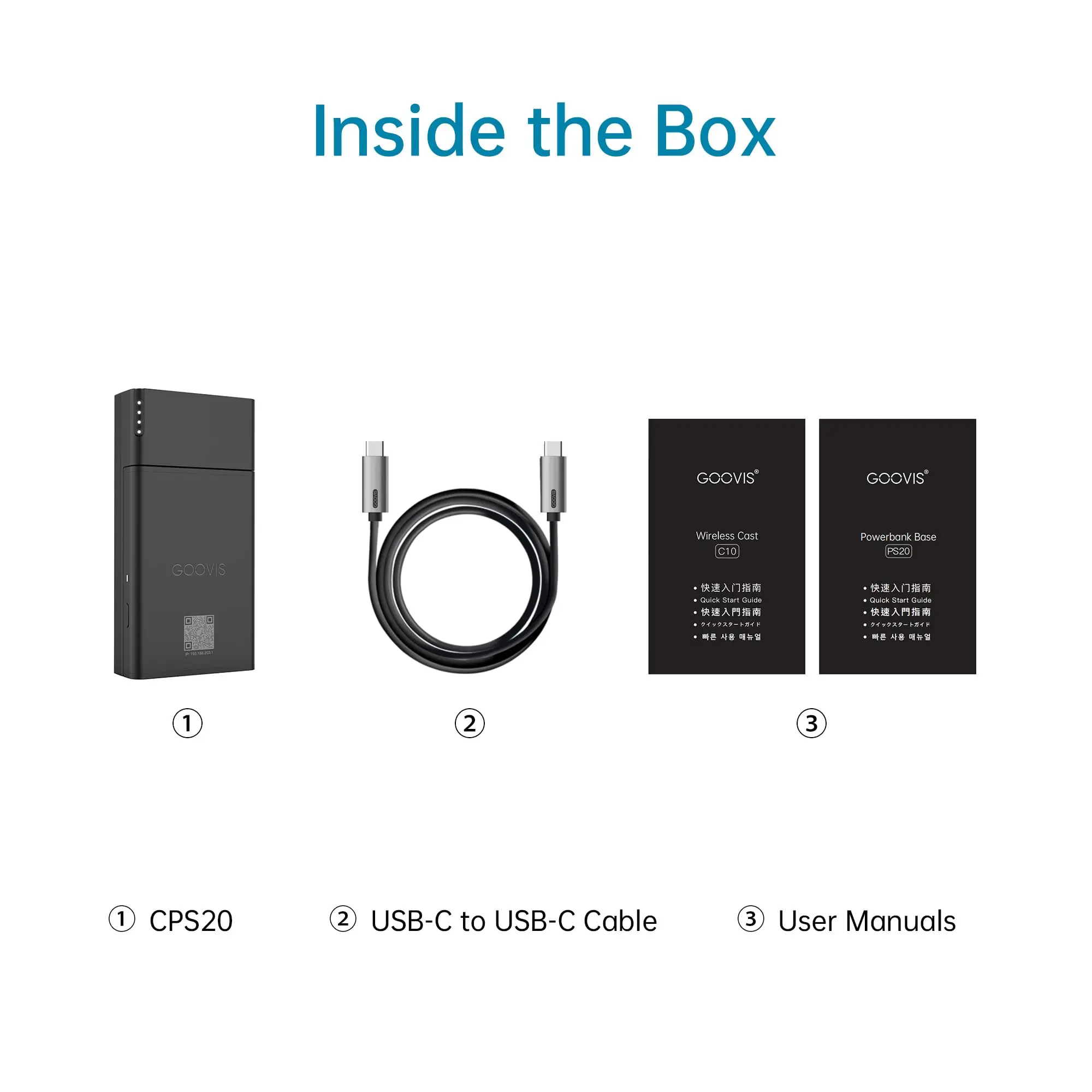 Goovis CPS20 Wireless Cast + PowerBank – 4K Wireless Display für Android, iOS, MacOS und Windows, auch für VR/AR geeignet