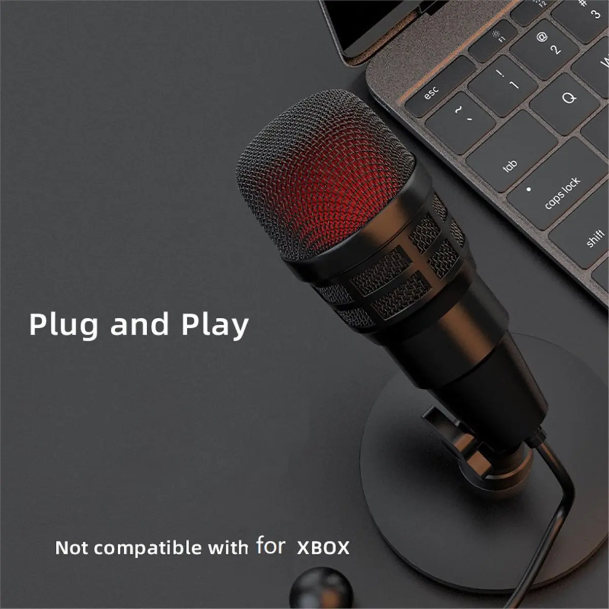 A48U USB Condenser Microphone with RGB for Gaming, Podcasting, Streaming, Laptop Recording, Plug and Play PC Microphone