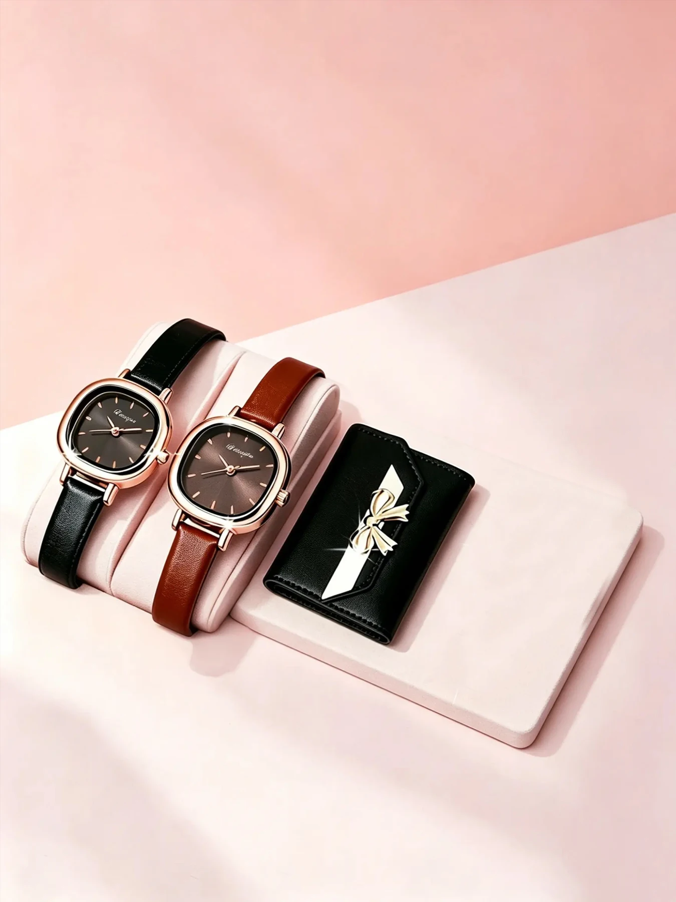 Retro Caramel-Colored Small Square Lady's Quartz Watch, Niche Lightweight Luxury Minimalist Leather Strap Watch