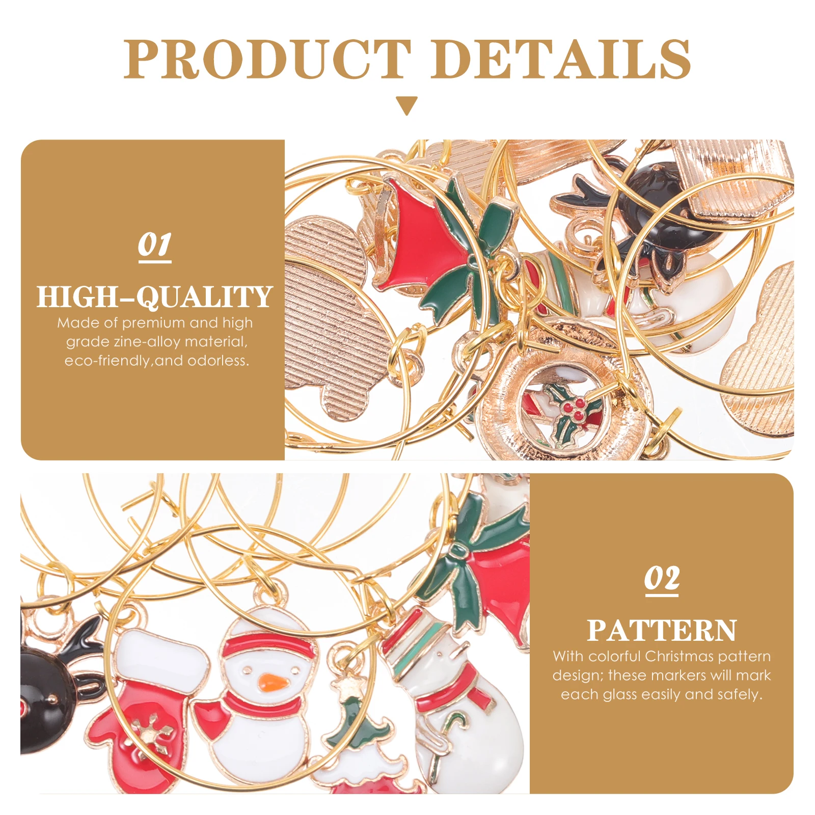 

12pcs Wine Cup Markers Zinc Alloy Reusable Christmas Pattern Colorful Glass Identification Tags For Party Bar Ktv Wedding Glass