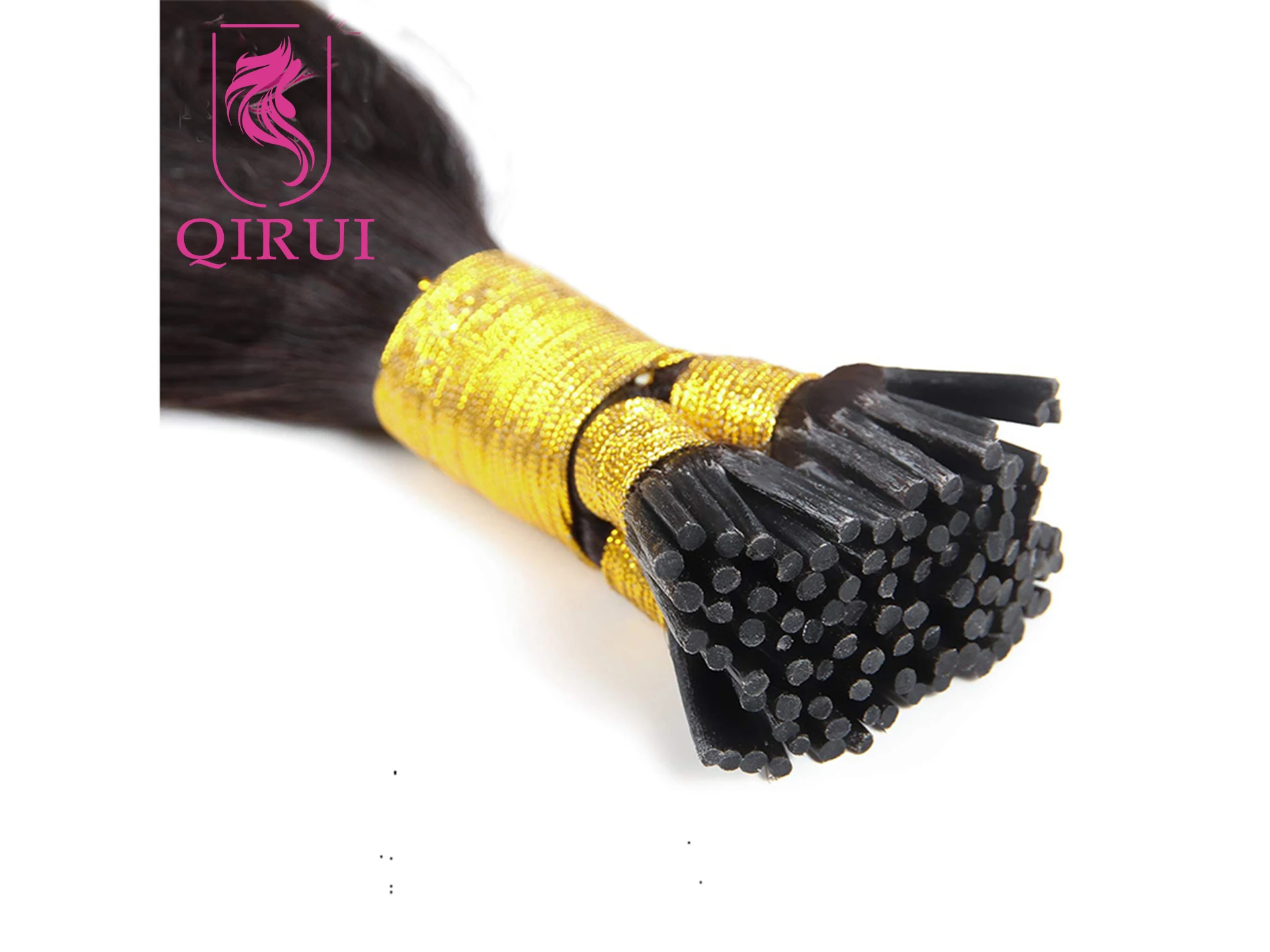 QIRUI-extensiones de cabello liso y sedoso para mujer, microeslabones, cabello virgen brasileño de queratina, 100% cabello humano, 1 g/h, 100 hebras