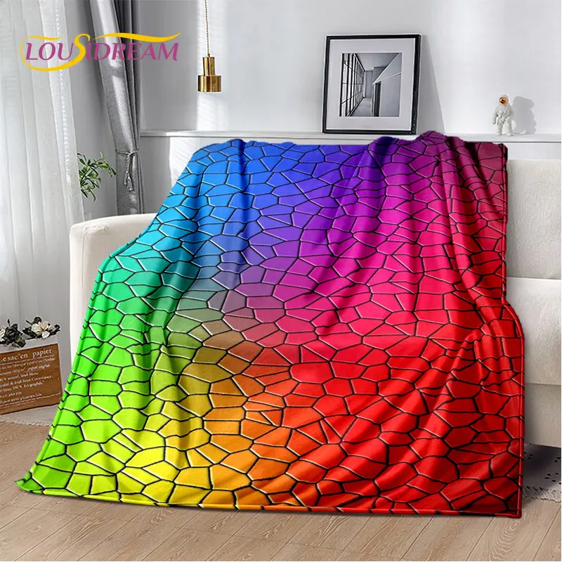 Rainbow Chromatic Colour Illusion Soft Plush Blanket,Flannel Blanket Throw Blanket for Living Room Bedroom Bed Sofa Picnic Cover