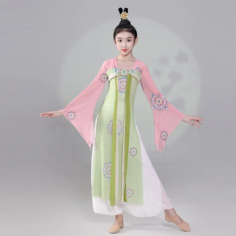 เสื้อผ้าเต้นรําคลาสสิกสําหรับสาว Han และ Tang เครื่องแต่งกาย Elegant พื้นบ้านเต้นรําเสื้อผ้าพัดลมเต้นรําเสื้อผ้า