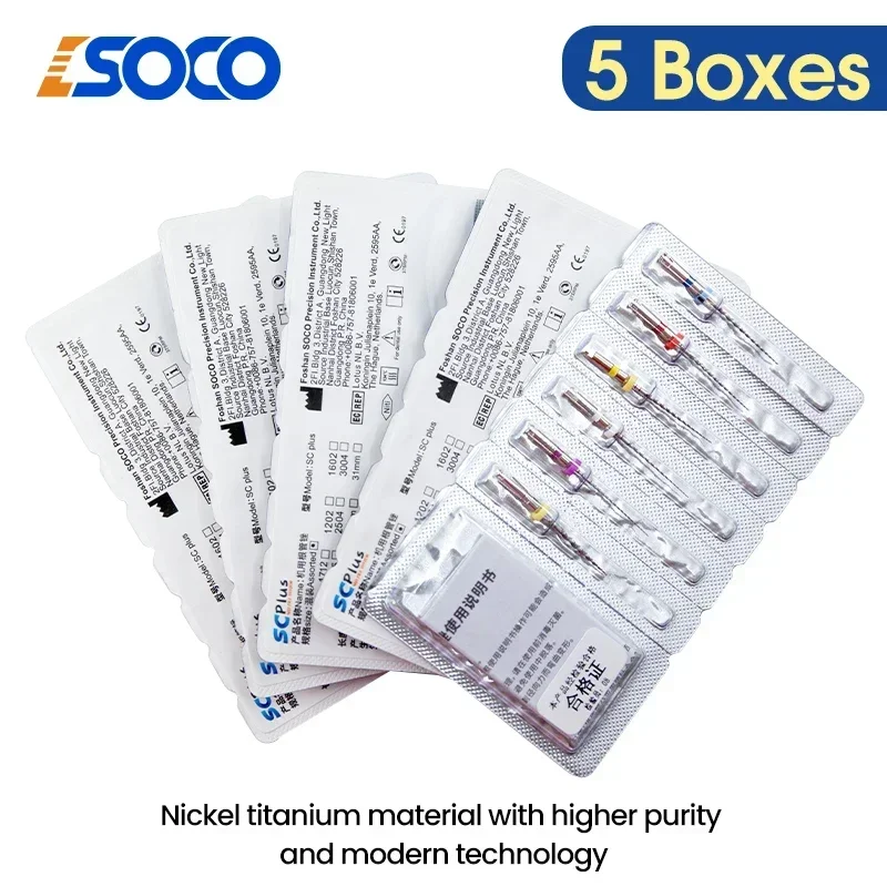 COXO SOCO PLUS 5-Box Bundle of Advanced Endodontic Rotary Files Dentistry Tools with Superior Cutting Power & Fatigue Resistance