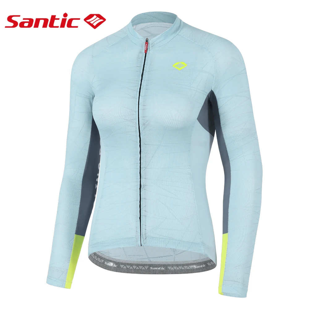 Santic Cycling Jersey Women Summer Quick-dry Long Sleeve Road Bike Tops Outdoor Breathable Mountain Road Riding Bicycle Clothing