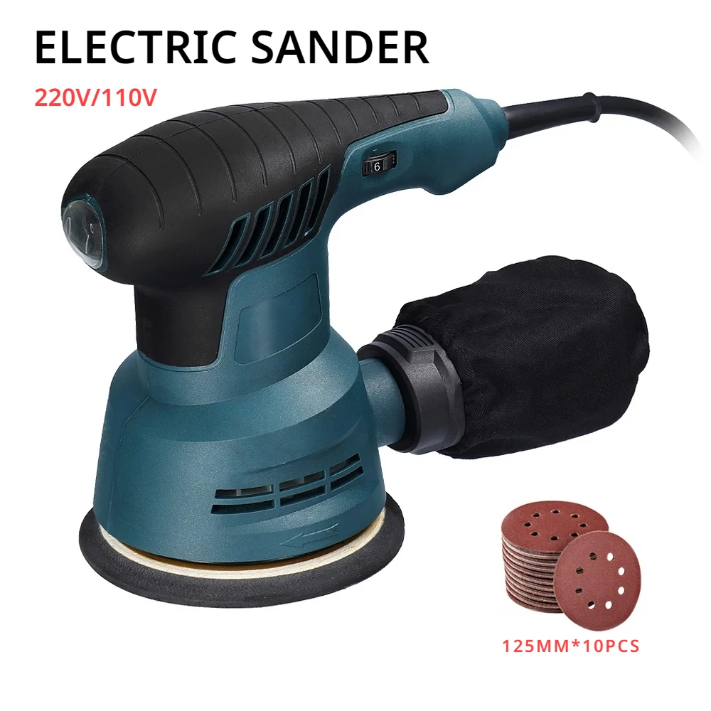 300W Car Polisher 5 inch Electric Sander 6 Speed Regulation Eccentric Sanding Polishing Grinding Machine Waxing Tools 220V/110V