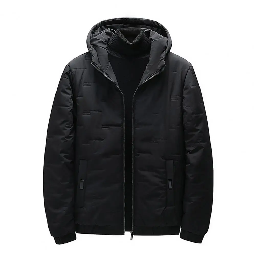 معطف رجالي بغطاء للرأس سترة حرارية مقاومة للرياح معطف مبطن مع جيوب بسحاب بقصة ضيقة وخفيفة الوزن ملابس خارجية دافئة للخريف