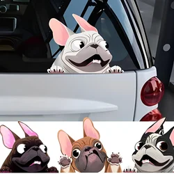 Pegatinas de perro de dibujos animados para coche, calcomanía de vinilo para parabrisas, impermeable, creativo, divertido, Bulldog Francés, 12x14cm