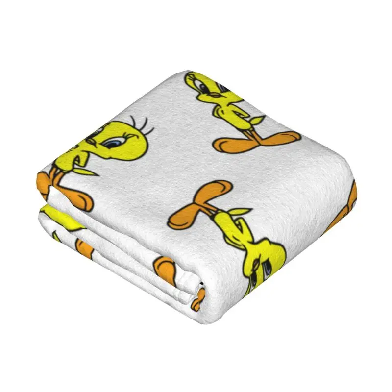 Custom Yellow Bird Cartoon Games Tweetys Blanket Warm Fleece Soft Flannel Throw Blankets for Bedding Sofa Office Spring