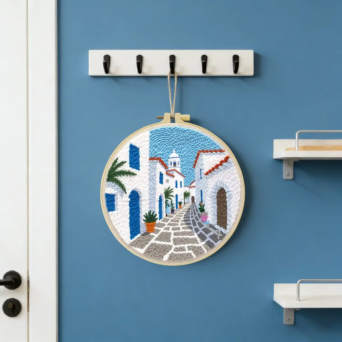 20X20CM/7,87 Zoll City Punch-Nadel-Stickset, Stick-Kit, gestrickte Stickerei, DIY, handgemachtes Geschenk, Nadelkunst – Detail 1