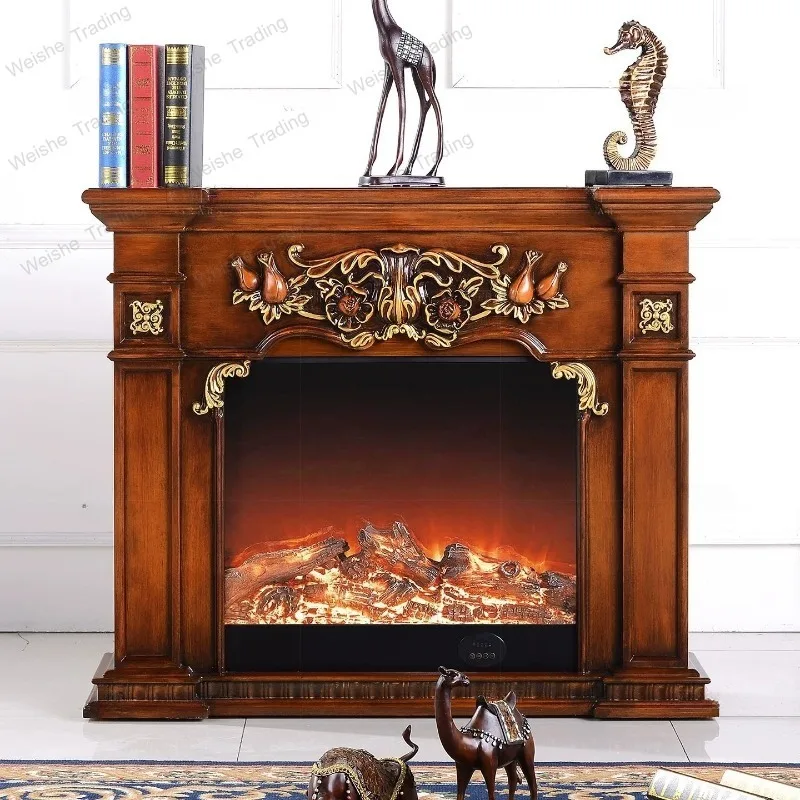 

Living room simulation flame solid wood fireplace TV cabinet electronic heater fireplace rack