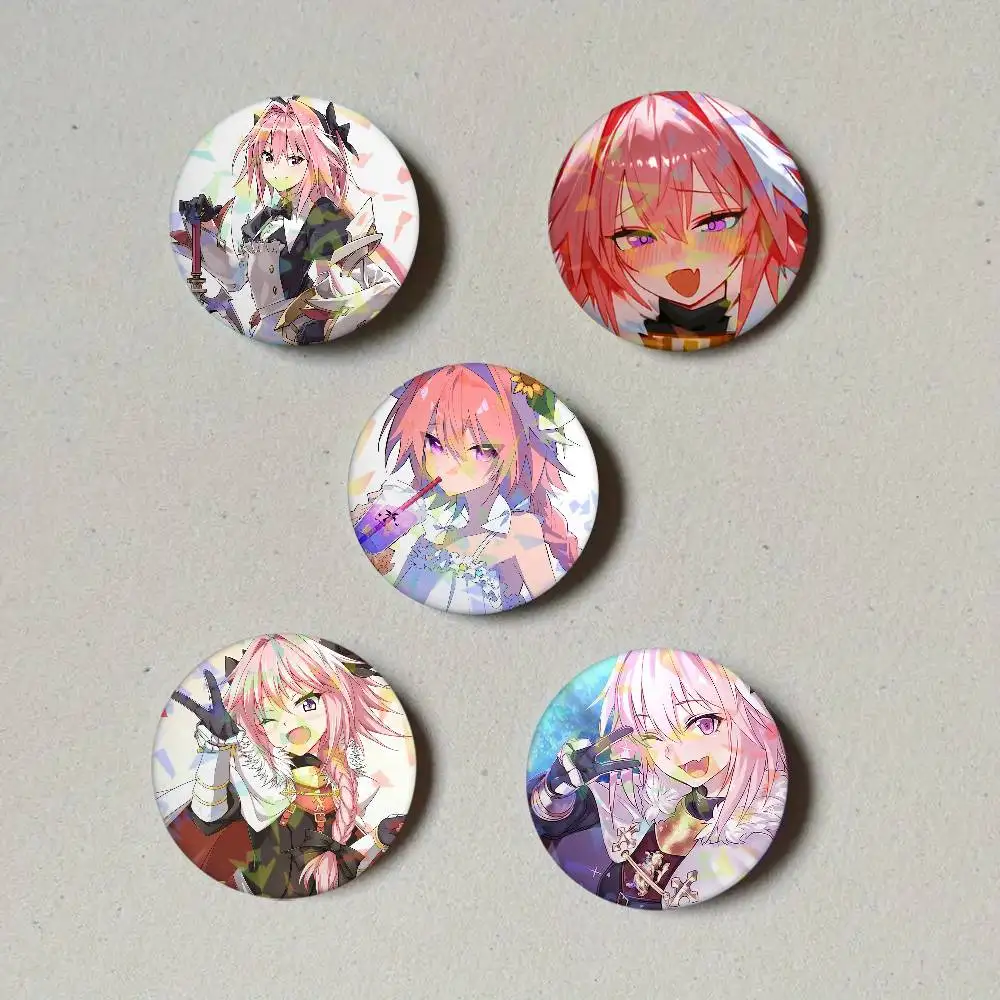 Game F-Fate Astolfo Laser Button Pins Backpack Clothing Decor Brooch Fiction Badge Jewelry Gifts