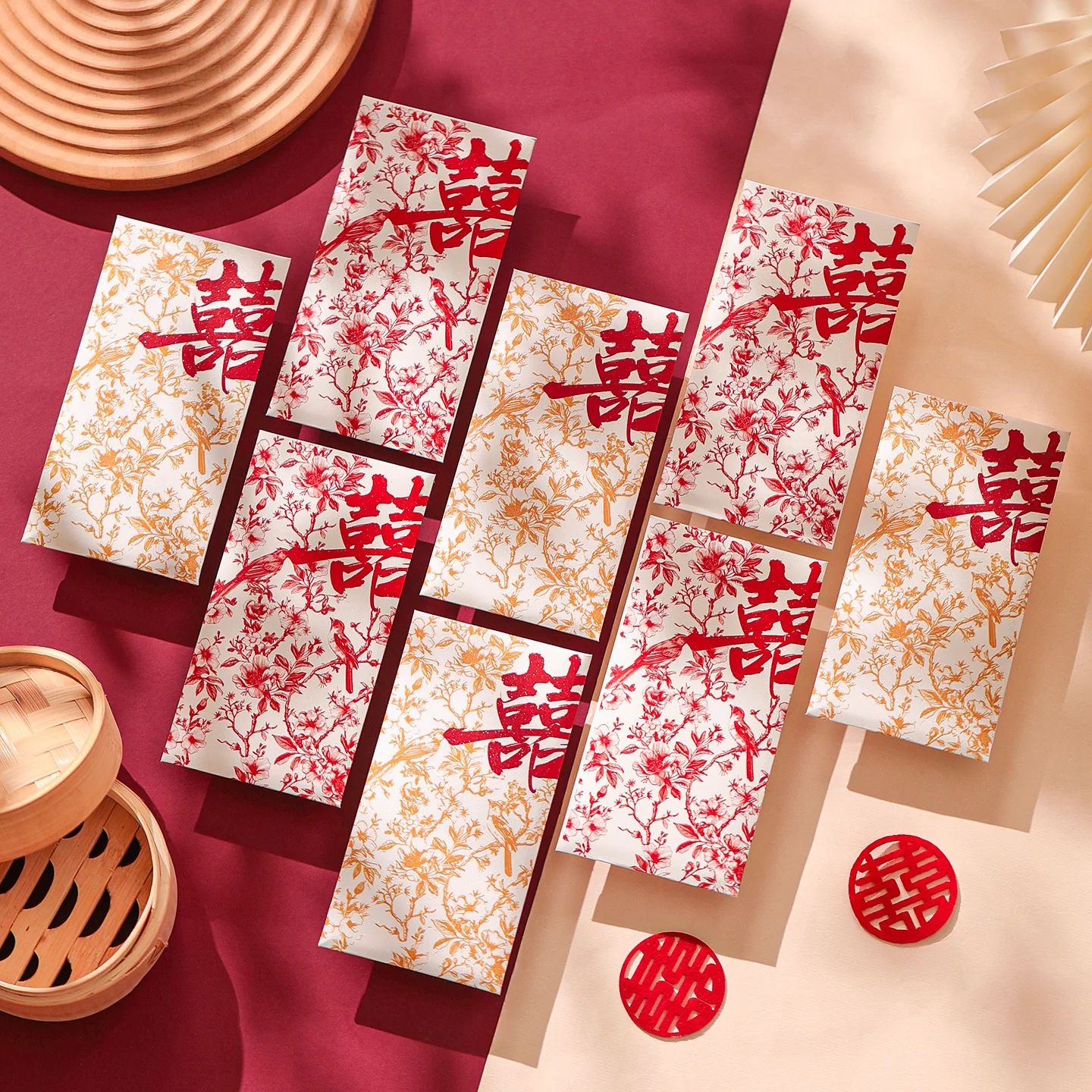 

10Pcs Chinese Wedding Red Bag Magpie Printing 2025 New High-Grade Li Shi Feng to Receive Relatives Blocking the Door Happy Bag