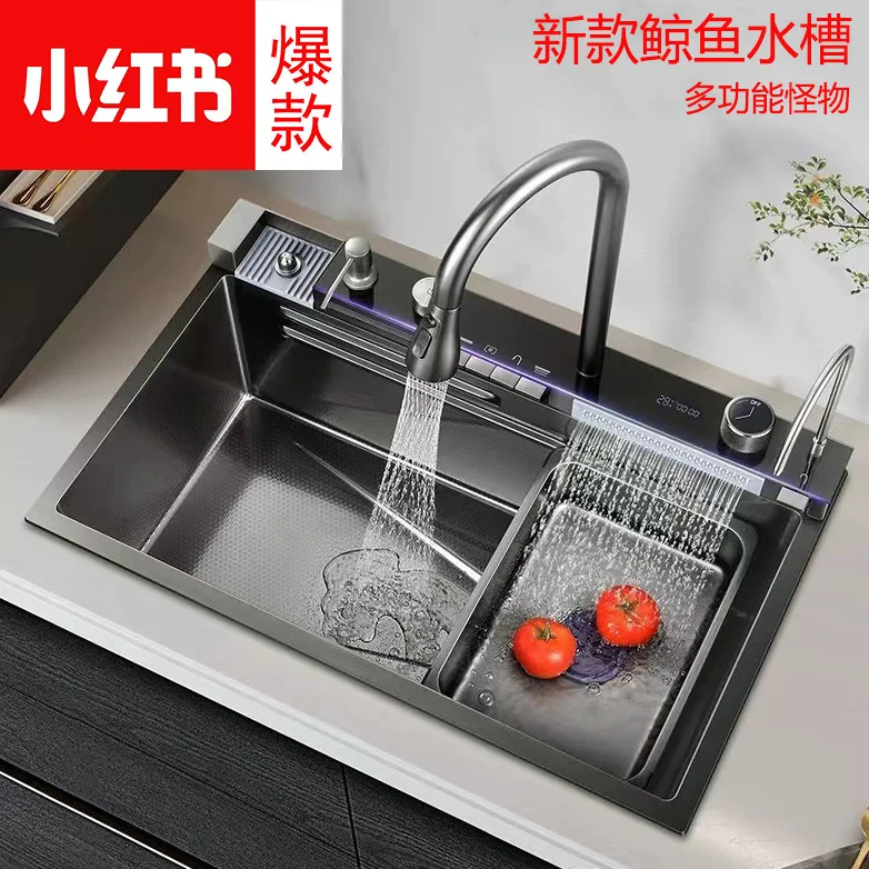Sink, gun gray, single tank, stainless steel, vegetable basin, kitchen dishwashing