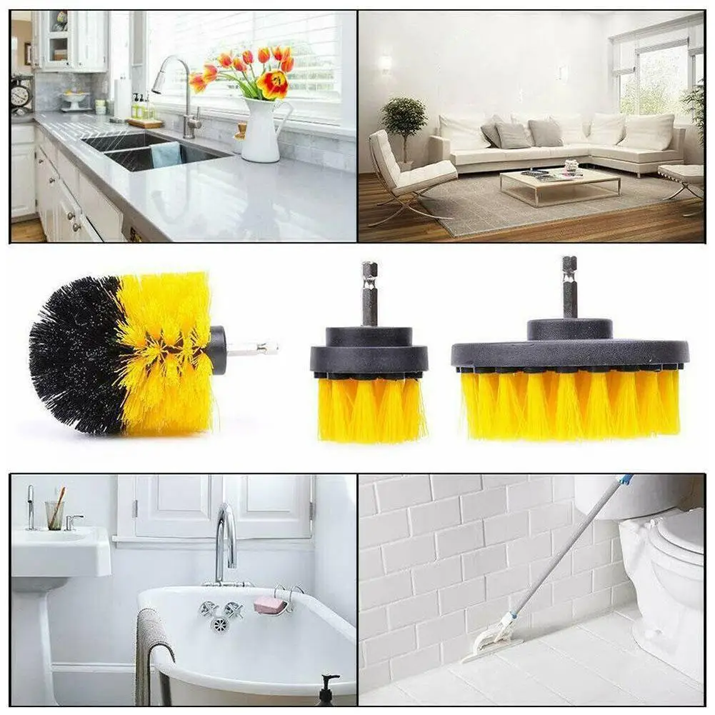 3-teiliges Bohrbürsten-Set, elektrische Reinigungsbürsten, Werkzeugset für Fugen, Boden, Badewanne, Dusche, Fliesen, Badezimmer, Küchenoberflächen – Detail 10