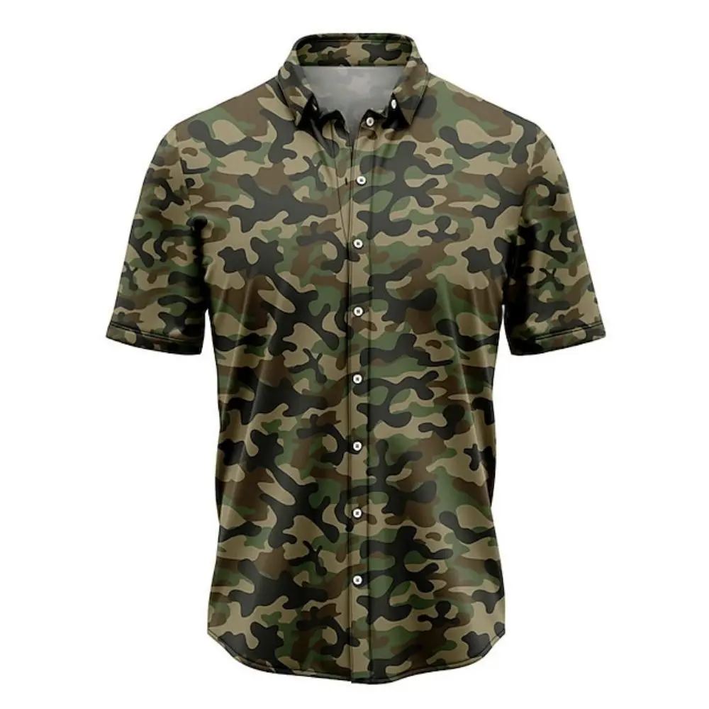 Vintage Camouflage Shirts For Mens Short Sleeve Tops 3d Shirts Outdoor Sports Oversized Summer Apparel 5XL Male Hunting Clothing