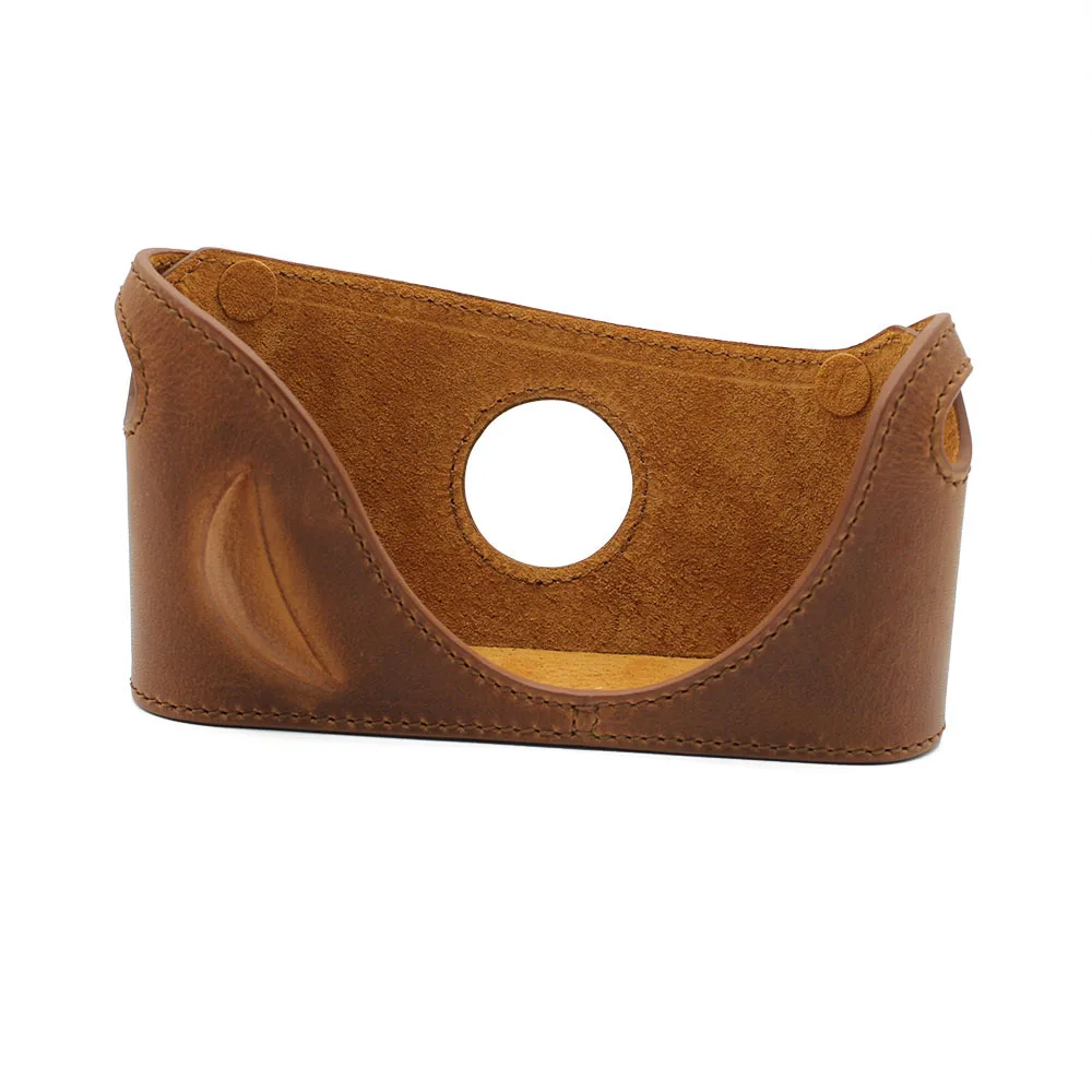 

Durable Brown Leather Camera Case Cowhide Handmade Half Body Bag Bottom Cover Compatible For Digital Camera box