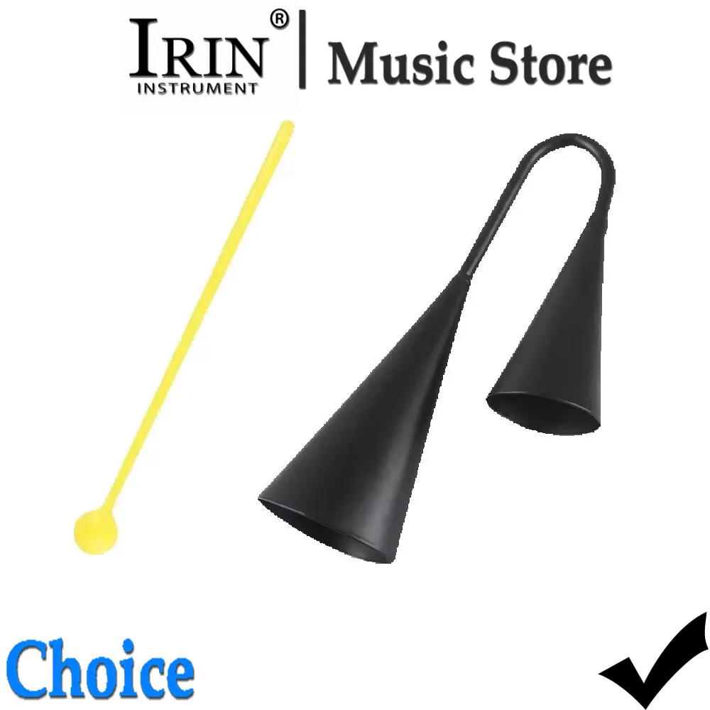 IRIN Two Tone Cowbell Metal Double Bell Binaural Cowbell Percussion Instrument Accessories with Drum Stick Children's Gifts