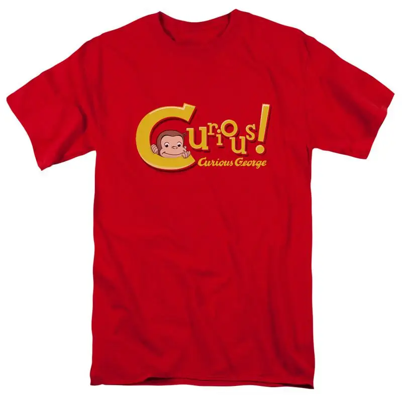 

Футболка Curious George, мужская лицензированная с героями мультфильмов, красная