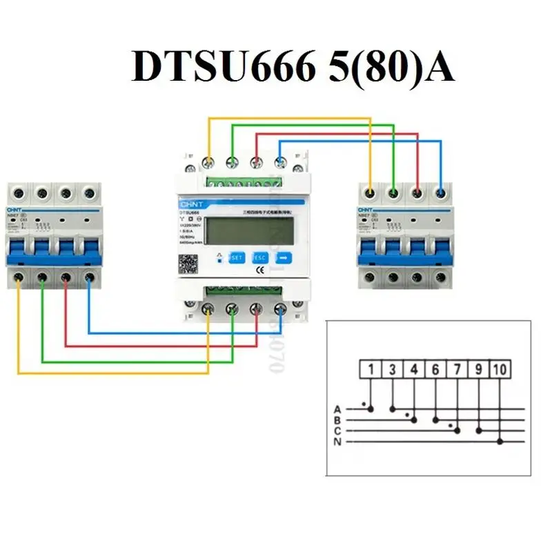 Imagem -04 - Chint Dtsu666 Multifunções Medidor de Potência Programável Vawkwhvar Modbus Rs485 Medidor de Energia Elétrica Inversor Solar pv
