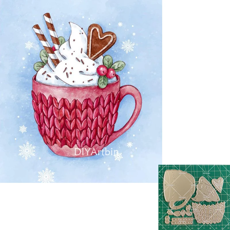 Christmas Winter Ice Cream Teacup Metal Cutting Dies DIY Scrapbooking Photo Album Decorative Embossing PaperCard Crafts Die