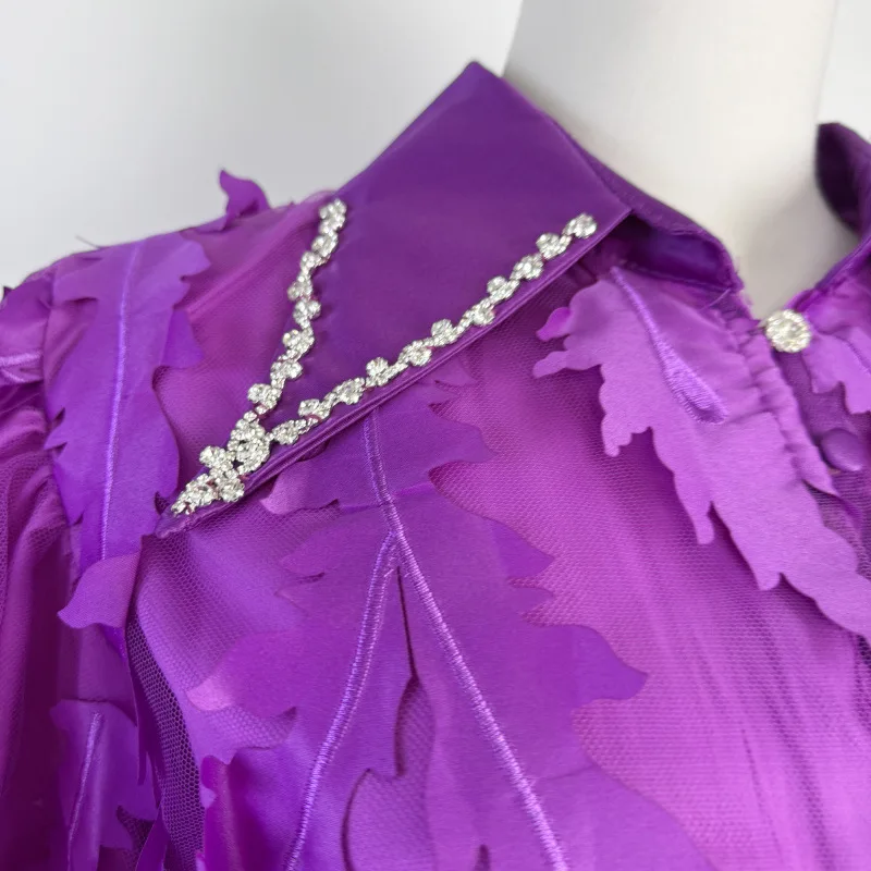 Ele Faionable handgemaakte geborduurde boortaille uitgehold lange Dr Retro Court Sle mid taille fluwelen materiaal