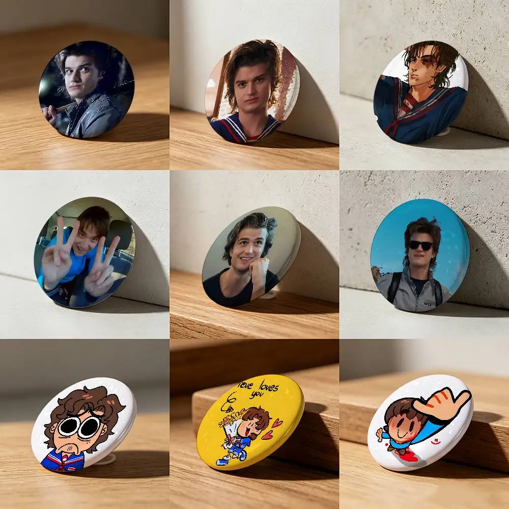 J-Joe S-Steve K-Keery Laser diamond texture Button Pins Tinplate Brooches Cartoon Creative Badge Backpack Clothes Decor