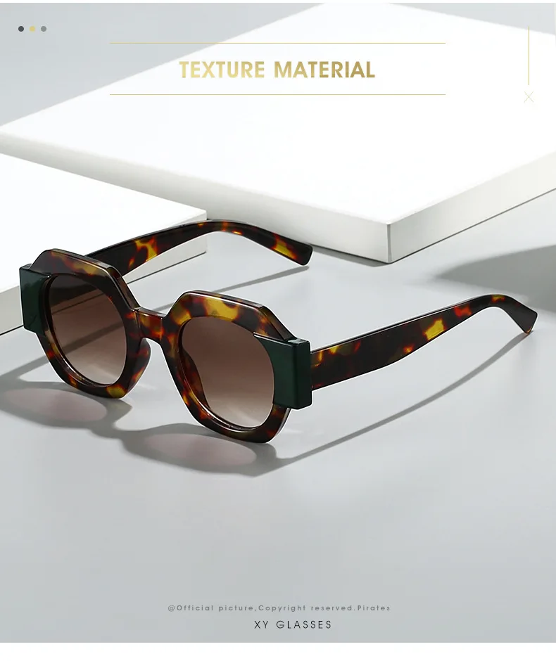 2026 New Polygon Color Block Sunglasses Women Ins Designer Octagon Hexagon Retro Travel UV400 Sun Glasses