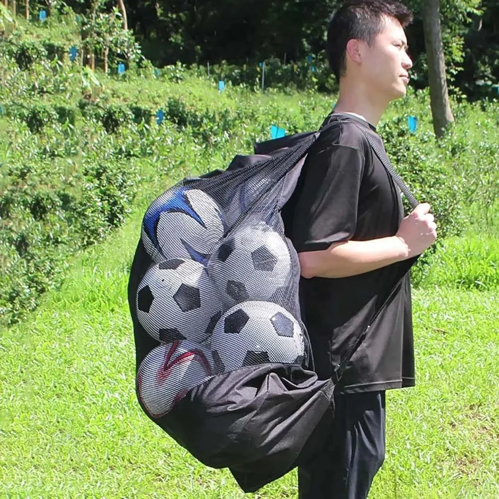 Durable Footballs Storage Bag Lightweight Scratch Prevention Balls Carry Shoulder Pouch Thickend Polyester Basketballs Mesh Bag