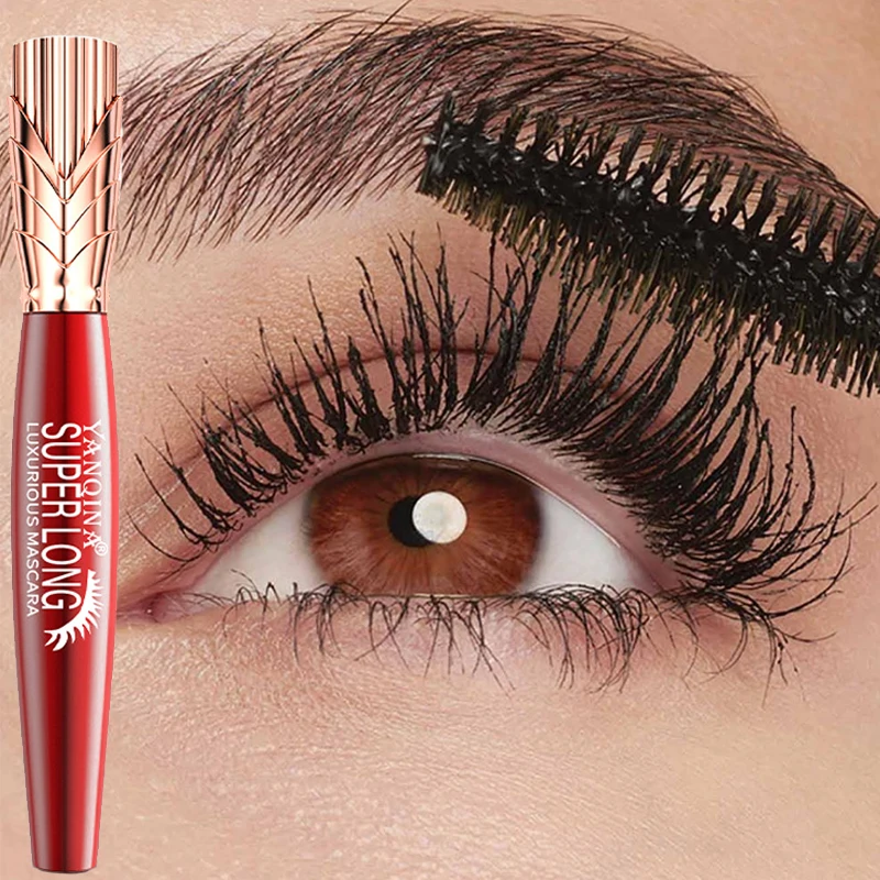 4D Silk Fiber Black Mascara Makeup Waterproof Lasting Natural Soft Eyelash Extension Mascara Black Curling Thick Lash Cosmetics